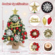 24Inch Mini Table Top Christmas Tree with 30LED Lights Small Christmas Tree with Star Treetop Snowflakes and 30 Ball Ornaments Prelit Desk Christmas Tree for DIY Xmas Tree Christmas Decor