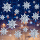 MIAHART Christmas Hanging Snowflake Decorations 12 pack 3D Silver Snowflake Hanging Garland Large Silver Snowflakes for Christmas Winter Holiday Year Birthday Party Home Decor