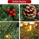 Christmas Wreath for Front Door, 18inch Pre-lit Artificial Xmas Wreath with Hook, 50 LED Lights&Timer for Door Window Wall Stairs Outdoor Decorations