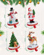 Minetom Christmas Stocking Holders for Mantle Set of 4, 3D Resin Tree Reindeer Snowman and Santa Claus Stocking Hangers, Home Xmas Decorations for Fireplace Mantel Table Garland