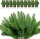 50 Pcs Artificial Pine Branches 11.4" Christmas Pine Branches Fake Christmas Greenery Plants Faux Evergreen Branches Pine Needles DIY Accessories for Christmas Tree Wreath Garland Home Office Decor