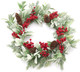 19 inch Artificial Christmas Wreath for Front Door Winter Holiday Wreath with Flocked Lambs Ear, Red Berry Clusters, Pine Needle Branches, Pinecones for Indoor Outdoor Home Wall Window Xmas Decor