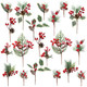 20 Pack Artificial Christmas Tree Picks Assorted Christmas Sprigs Snowy Red Berry Pine Picks Spray with Pinecones Apples Holly Berries Leaves for Toppers Wreath Garland Winter Holiday Déco