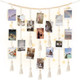 Mkono Macrame Hanging Photo Display Wall Decor with String Lights Boho Room Bedroom Wooden Beads Garland Picture Holder with 30 Clips Mkono Macrame Hanging Photo Display Wall Decor with String Lights Boho Room Bedroom Wooden Beads Garland Picture Holder with 30 Clips
