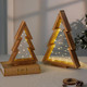 2 Pack Wooden Tabletop Christmas Trees with Lights, Modern Christmas Decorations Indoor, Farmhouse Christmas Decor Small Tree for Table Top, Mantle, Shelf (Large-14.2 in, Small-10.2 in)