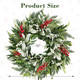 24" Realistic Christmas Wreath with Red Berries, Winter Eucalyptus Artificial Faux Evergreen Wreath Greenery Decoration for Front Door Window Home Wall Farmhouse Holiday Outdoor Indoor Décor