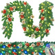 6FT Lighted Christmas Garland, Prelit Christmas Garland Indoor Outdoor Battery Operated Garland with Lights Pine Cones Berries Green Mantle Garland Christmas for Staircase Fireplaces