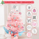 Small Mini Pink Christmas Tree with Light, 24 Inch/2Ft Tabletop Miniature Christmas Tree with Hanging Ornaments, Battery Operated Artificial Xmas Tree for Desk Christmas Home Party Decor
