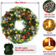 Christmas Wreath,Pre-Lit Artificial 18 Inch Christmas Wreaths for Front Door with Pine Cones,Berries,Christmas Wreath with Lights,8 Modes 50 LED Lights for Outdoor Indoor Decorations