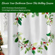 Mrs Awesome Christmas Shower Curtain for Bathroom Wreath Pattern Water Repellent Printed Fabric Shower Curtain, Festive Holiday Decoration for Bathroom, White, 72 x 72 inch