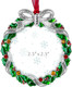 Christmas Tree Ornament Picture Frame Metal Hanging Pendant Holiday 2.5" Photo Frame Charm Decorative of Pets, Baby First Christmas, Family ( Christmas Wreath)