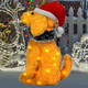 MUMTOP Dog Lighted Outdoor Christmas Decorations, Indoor Outdoor Lighted Holiday Displays, Light Up Puppy with Red Hat and Wreath Neckerchief Christmas Decoration for Porch, Home Decor
