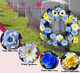 MUVIC Handmade Cemetery Wreath with Grave Holder, Artificial Flower Wreaths for Tombstone Decoration of Memorial Day/Mother's Day/Father's Day/Christmas,Blue,Yellow,White