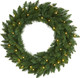 Nearly Natural 24in. Green Pine Artificial Christmas Wreath with 35 Clear LED Lights