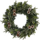 Nearly Natural 24in. Snowed Pinecone Artificial Christmas Wreath with 35 Clear LED Lights, Green, 5x24x24