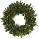 Nearly Natural 24in. Mixed Pine Artificial Christmas Wreath with 35 Clear LED Lights and Pinecones
