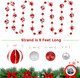 9 Foot Red & White Peppermint Swirl Bead Candy Christmas Garland Farmhouse Rustic Glitter Beaded Christmas Tree Garland for Retro Vintage Candy Trees Garland Christmas Decorations for Indoor Use