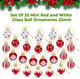 1 Inch Mini Red & White Peppermint Glass Ball Christmas Ornaments Set of 25 Balls Miniature Christmas Tree Ornaments Rustic Christmas Decorations Mini Christmas Tree Decorations for Small Trees