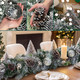 6.2FT Artificial Snowy Christmas Garland for Mantel, Thick Frosted Pine Garland Flocked Garland with Pine Cones, Realistic Cedar Garland for Xmas Holiday Table Stairs Fireplace Door Winter Decorations