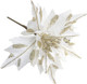 6pcs Silk Poinsettias Artificial Christmas Flowers Glitter Poinsettia Christmas Tree Ornaments Artificial Wedding Christmas Tree Flower Wreath Decorations Picks White
