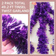 50 FT Purple Tinsel Garland Christmas Tinsel Garland Xmas Tree Decorations Metallic Tinsel Twist Garland for Christmas Tree Year Holiday Birthday Party Decorations (3.54" x 50', Purple)