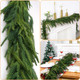 1 Pcs Artificial Norfolk Pine Garlands Christmas, 15 FT Dense Real Touch Winter Pine Garland Ornament, Green Artificial Greenery Garland for Table, Mantle, Wall, Indoor, Outdoor Christmas Decorations