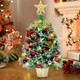 Tabletop Small Xmas Trees, 20" Prelit Mini Christmas Trees with Lights,Battery Operated Artificial Trees with Ball Ornaments,Xmas Lighted Decorations for Home Kitchen Dining