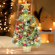 Tabletop Small Xmas Trees, 20" Prelit Mini Christmas Trees with Lights,Battery Operated Artificial Trees with Ball Ornaments,Xmas Lighted Decorations for Home Kitchen Dining