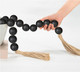 OMISHE Large Wood Bead Garland Black with 1.6" Diameter Wooden Beads and Tassels, 41" Long Rustic Farmhouse Country Wood Beads Garland for Home Tiered Tray Decor, Decorative Beads Garland Black