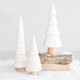 One Holiday Way 7-Inch Set of 3 Decorative Flocked White Velvet Wood Christmas Tree Figurines w/Glitter - Xmas Party Tabletop Mantel Shelf Sitter Decoration - Winter Wedding Decorations Home Decor