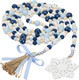 One Holiday Way 9-Foot Rustic Blue, White, and Unfinished Wood Bead Garland w/Dots Christmas Tree Decoration - Decorative Vintage Wooden Beads for Everyday Chic Country Farmhouse Elegant Home Decor One Holiday Way 9-Foot Rustic Blue, White, and Unfinished Wood Bead Garland w/Dots Christmas Tree Decoration - Decorative Vintage Wooden Beads for Everyday Chic Country Farmhouse Elegant Home Decor