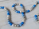 One Holiday Way 9-Foot Elegant Metallic Blue, Silver, White Wood Bead Garland Christmas Tree Decoration - Decorative Vintage Style Wooden Beads - Everyday Rustic Chic Country Xmas Farmhouse Home Decor