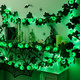 Ouddy Decor Lighted Halloween Garland, Total 10 FT 30 LED Black Maple Leaves Garland with Eyeballs Lights Waterproof Timer Battery Operated for Indoor Outdoor Home Halloween Decorations, Green