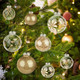 24 Pcs Champagne Christmas Ornaments, Clear Farmhouse Rustic Christmas Ornaments Hanging Christmas Tree Decorations, Holiday Christmas Ball for Xmas Party Home Decor