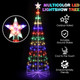 OUSHENG 6' Multicolor LED Animated Outdoor Christmas Tree Lightshow Decorations, Lighted Cone Wire Artificial Tree Decor with Star Lights for Yard Patio Garden Outside Indoor, 4 Colors