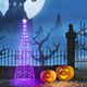 OUSHENG Multicolor LED Outdoor Christmas Tree Light Show Decorations, 34 Animated Modes Outside Lighted Cone Xmas Decor with Star Toppers Remote for Yard Porch Backyard Patio, 6ft
