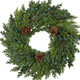 24 Inch Christmas Wreaths for Front Door - Artificial Green Cedar Garland with Pine Cones and Berry, Christmas Wreath for Holiday Decoration Indoor Outdoor Home Decoration