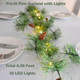 Christmas Smokey Pine Garland with Lights 6.56FT Remote Garland with Timer 30 LED Fairy Lights Battery Operated Garland Lights with Pinecones Greenery Garland Christmas Pre-lit Lights for Home