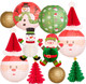 12Pc Gold Red Green Christmas Elf Paper Lantern Decoration Set, 3D Xmas Hat, Santa Claus, Snowman Tissue Paper Honeycomb, Indoor Outdoor Hanging Xmas Tree Star Garland Holiday Party Supply 12, 10, 8''