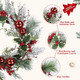 Pauwer Christmas Wreaths for Front Door, Outdoor Christmas Wreath, Artificial Christmas Wreath, Decorated with Pine Cone, Red Berries, Winter Door Wreath for Wall Windows Xmas Decoration, 20inches