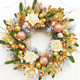 Perfnique 20'' Christmas Wreath for Front Door with Lights, Outdoor Winter Wreath with Champagne Gold Rose and Ball Ornaments, Indoor Artificial Wreath for Wall Window Mantle Home Holiday Decor(Gold)