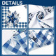 Peryiter Blue and White Christmas Tablecloth Blue Poinsettia Christmas Tablecloth Decorations Winter Reusable Xmas Plaid Bordered Fabric Table Cloth for Christmas Party(60 x 102 Inch)