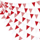 32Ft Red Party Decorations Red Plaid Checkered White Triangle Flag Gingham Pennant Bunting Fabric Garland for Christmas Wedding Birthday Carnival Picnic X-mas Outdoor Home Party Festivals Decoration