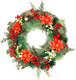 QBA 20 Inch Christmas Wreath for Front Door, Handmade Artificial Wreath with Red Poinsettias Pine Cones Berry Pine Needles for Fireplace Windows Staircase Wall Indoor Outdoor Xmas Decor
