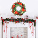QBA 20 Inch Christmas Wreath for Front Door, Handmade Artificial Wreath with Red Poinsettias Pine Cones Berry Pine Needles for Fireplace Windows Staircase Wall Indoor Outdoor Xmas Decor