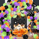 Halloween Party Decorations/Hocus Pocus Trunk Or Treat Car Decorations Halloween Balloon Garland 123pcs with BOO Balloon Purple Fruit Green Confetti Balloon for Bat Sticker