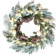 Qingbei Rina Pre-Lit Christmas Wreaths for Front Door,22 Inch Winter Door Wreath with Star Lights,Outdoor Christmas Wreath with Pinecones and Silver Balls, Xmas Windows Fireplace Farmhouse Home Decor