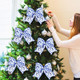 12 Pcs Christmas Bows Chinoiserie Ornaments 6.3 Inch Large Blue and White Chinoiserie Decor Christmas Wreath Bows Christma Tree Bows Ribbons for Garland Holiday Party
