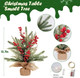 RECUTMS Tabletop Mini Christmas Tree Small Christmas Tree with Lights for Table Faux Miniature Xmas Trees with Red Berries Burlap Base Pine Branches Artificial Trees Indoor Home Decor s