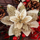 RECUTMS 10 Pcs Christmas Glitter Artificial Poinsettia Flowers 6inch Christmas Wreath Christmas Tree Flowers Ornaments Holiday Seasonal Decorations (Gold, 6inch)